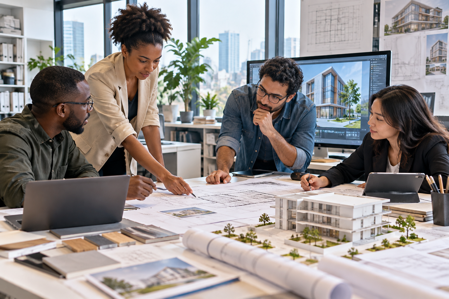 Architects collaborating on a design project